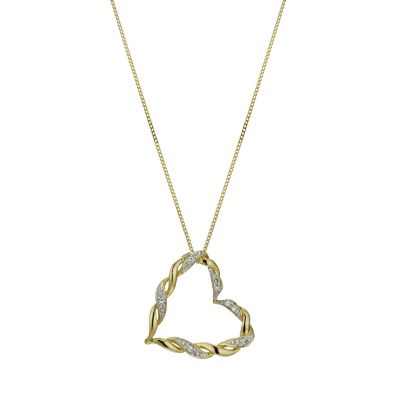 9ct yellow gold & diamond heart pendant - Product number 9610057