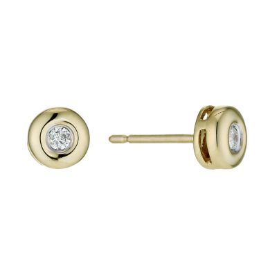 9ct gold diamond rubover stud earrings Ernest Jones