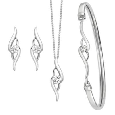 Silver Swirl Cubic Zirconia Pendant - Product number 9610502