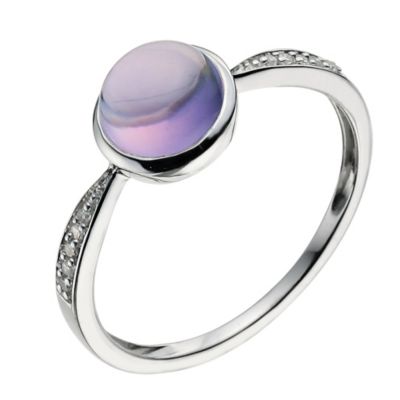 9ct white gold diamond & amethyst solitaire ring - Product number 9611002