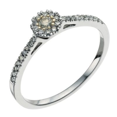 Silver 1/5 carat white & cafe diamond cluster ring - Product number 9611274