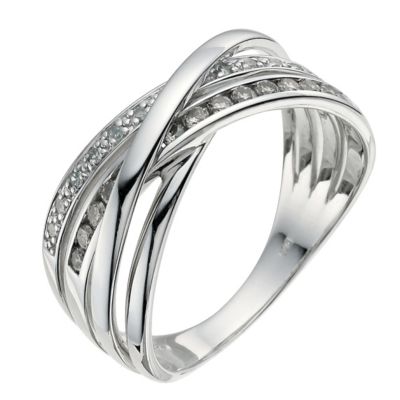 Silver diamond crossover ring - Product number 9611428