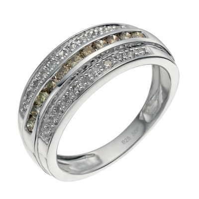 Silver 1/2 carat white & brown diamond eternity ring - Product number 9611568