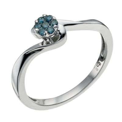 Eclipse 9ct white gold blue treated diamond twist ring - Product number 9612378