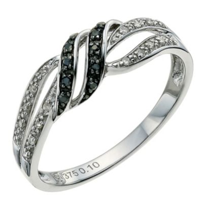 Silver Eclipse white & black treated diamond ring - Product number 9613293