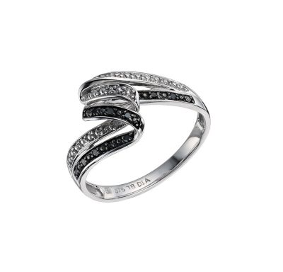 Eclipse 9ct white gold treated black diamond twist ring - Product number 9613838