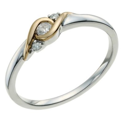 Love's Embrace 9ct rose gold and silver diamond ring - Product number 9614362