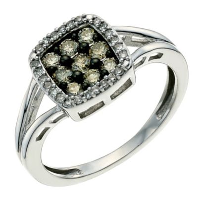 Silver White & Café diamond ring - Product number 9615547