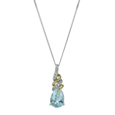 9ct white & yellow gold blue topaz drop pendant - Product number 9616071