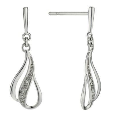 9ct white gold diamond swirl earrings - Product number 9616136