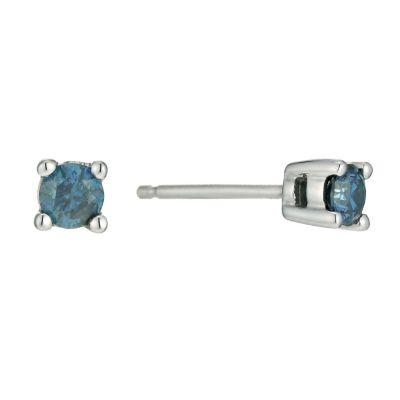 Eclipse 9ct white gold 1/4 carat treated blue diamond studs - Product number 9616187