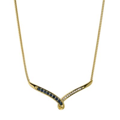 9ct yellow gold diamond & sapphire collar - Product number 9616209