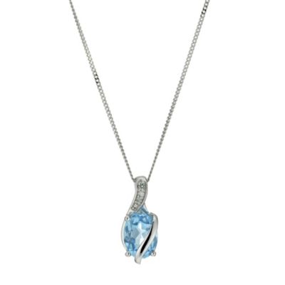 9ct white gold diamond & blue topaz pendant - Product number 9616217