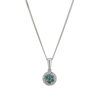 9ct white gold white & blue treated diamond pendant - Product number 9616233