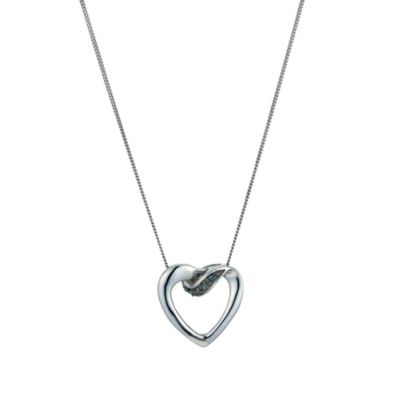 9ct white gold blue coloured diamond set open heart pendant - Product number 9616241