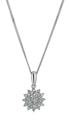 9ct white gold flower diamond cluster pendant - Product number 9616314