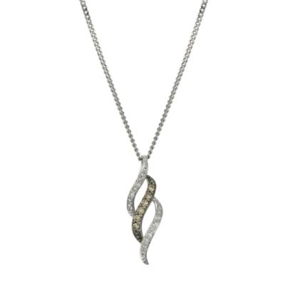Sterling silver white & brown diamond swirl pendant - Product number 9616330