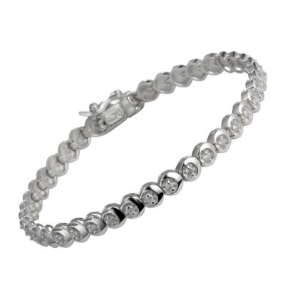 9ct white gold three quarter carat diamond C link bracelet - Product ...