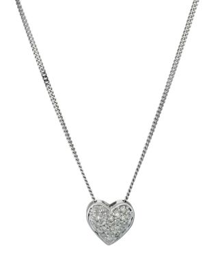 9ct white gold pave set diamond heart pendant - Product number 9616446