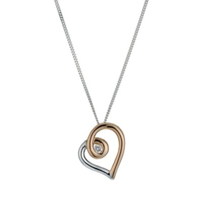 9ct rose gold and sterling silver diamond set heart pendant - Product number 9616470