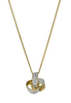 9ct yellow gold diamond set knot pendant - Product number 9616527