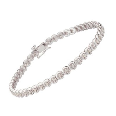 9ct white gold half carat diamond C link bracelet - Product number ...