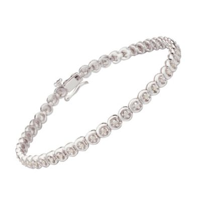 9ct white gold half carat diamond C link bracelet - Product number 9616543