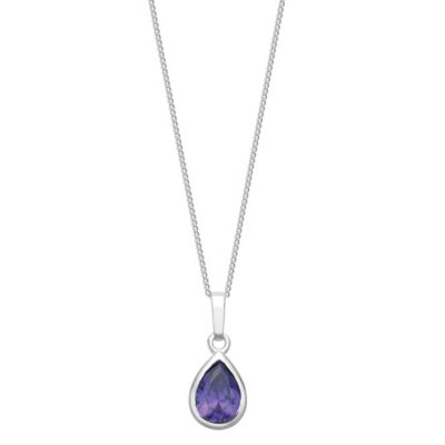 Silver & Purple Cubic Zirconia Teardrop Pendant - Product number 9617116