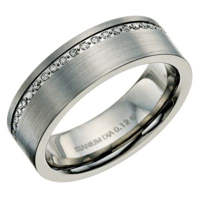 Titanium matt & polished diamond set ring - Product number 9617396