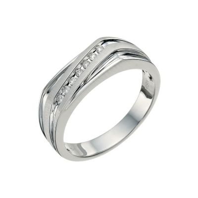 9ct white gold diamond set diagonal stripe ring - Product number 9619763