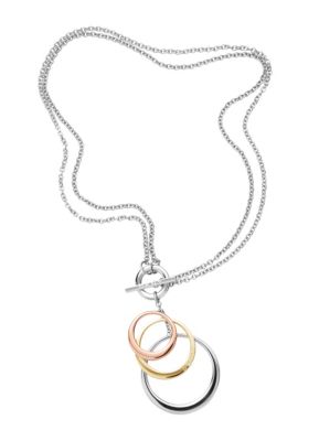 DKNY Stainless Steel & Gold-plated 3 Colour Circle Pendant