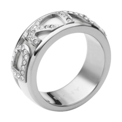 DKNY Stainless Steel Stone Set Logo Ring - Product number 9620796