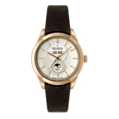 Dreyfuss & Co men's rose gold-plated moon dial strap watch - Product number 9620877