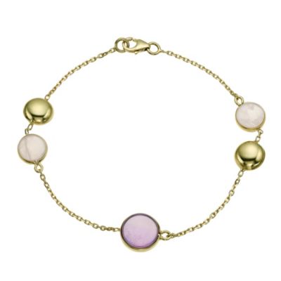9ct gold amethyst and rose quartz 7.5" bracelet - Product number 9621636