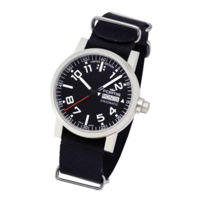 Fortis Spacematic men's day/date black dial strap watch - Product number 9622896