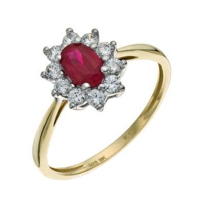 Silver and 9ct Gold Ruby and Cubic Zirconia