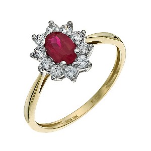 Silver and 9ct Gold Ruby and Cubic Zirconia