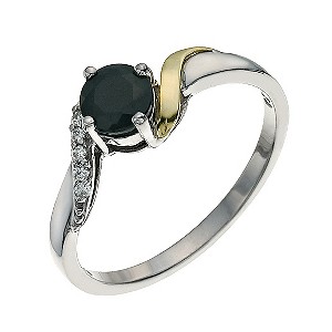 Silver & 9ct Gold Sapphire & Cubic Zirconia Twist RingSilver & 9ct Gold Sapphire & Cubic Zirconia Tw