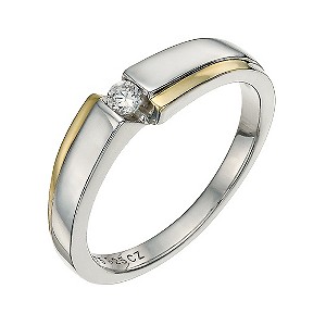Sterling Silver and 9ct Gold Cubic Zirconia Ring
