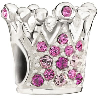 - Sterling Silver Pink Crystal Crown Bead