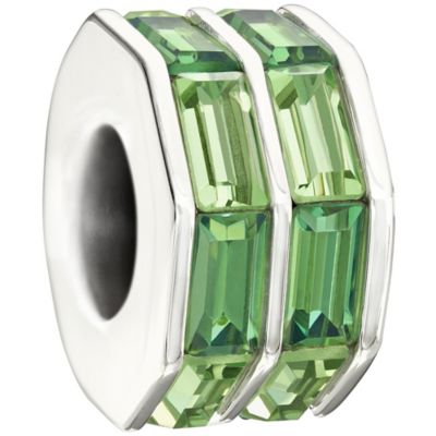 Chamilia - Sterling Silver Double Baguette Green Bead