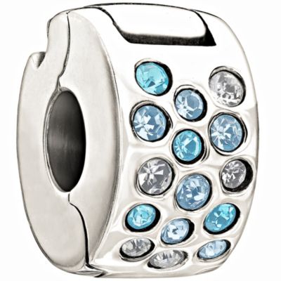 Chamilia - Sterling Silver Glimmer Blue & Clear Crystal Lock