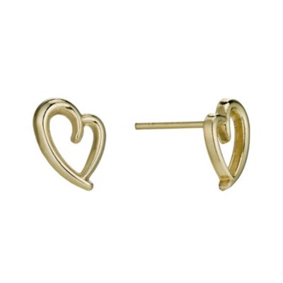 H Samuel 9ct Gold Open Heart Stud Earrings