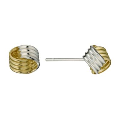 H Samuel Sterling Silver and 9ct Gold Small Knot Stud