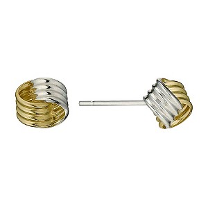 H Samuel Sterling Silver and 9ct Gold Small Knot Stud