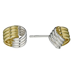 H Samuel Sterling Silver and 9ct gold medium knot stud