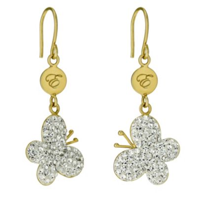 Eternal Crystal Silver & Gold Plated Butterfly Drop Earrings - Product number 9627839