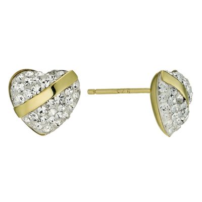 Eternal Crystal Silver & Gold Plated Heart Stud Earrings - Product number 9627898