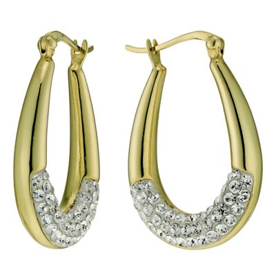 Eternal Crystal Silver & Gold Plated Oval Creole Earrings - Product number 9627901