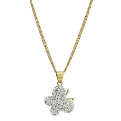 Eternal Crystal Silver & Gold Plated Butterfly Pendant 18" - Product number 9627936
